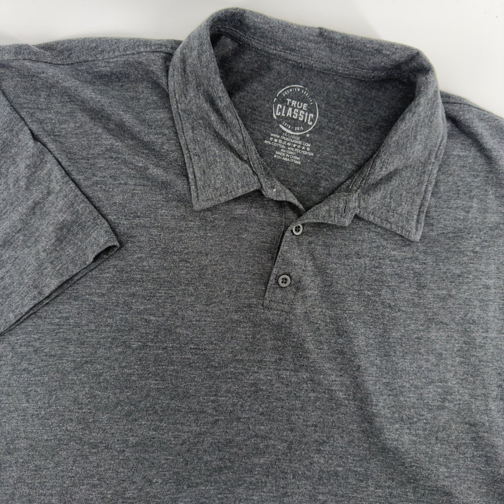 True Classic Mens XXL Charcoal Heather Gray Short Sleeve Polo‎ Shirt